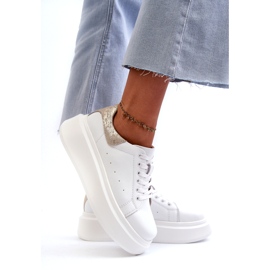 S.Barski Zapatillas de deporte de cuero para mujeres en la plataforma blanca de D&amp;A LR568 blanco 2