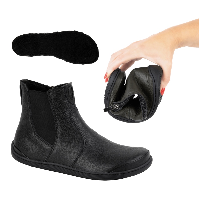 Olivier Botas Chelsea de mujer descalzas con cremallera, aislantes 1263, negro 8