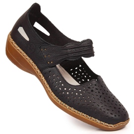 Zapatos mujer piel con velcro azul marino Rieker 41399-14 3