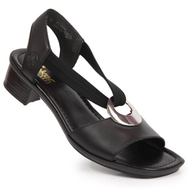Sandalias mujer de piel con gomas negras Rieker 62662-01 negro 7