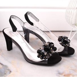 Sandalias de mujer transparentes con piedras Sabatina negras negro 2