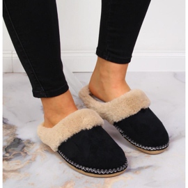 Zapatillas de estar por casa mujer Cloxx negras con pelo negro 5