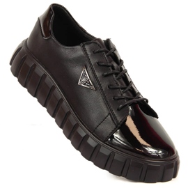 Zapatos de cuero encaje para mujeres -up filippo negro barnished 2