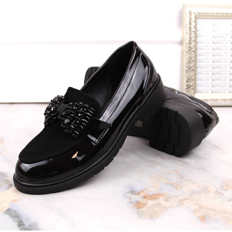 S.Barski Mocasines de mujer lacados señores con un lazo negro S. Barski 2