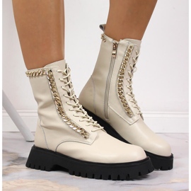 Botines mujer en piel con cadena insulados beige Artiker 7