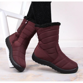 News Botas de nieve impermeables para mujer con aislamiento alto burdeos rojo 1