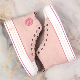 Zapatillas altas de mujer con plataforma rosa empolvado Big Star LL274186 rosado 4