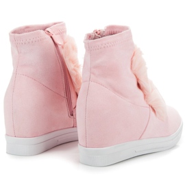 Zapatillas De Cuña Con Pelo rosado 1