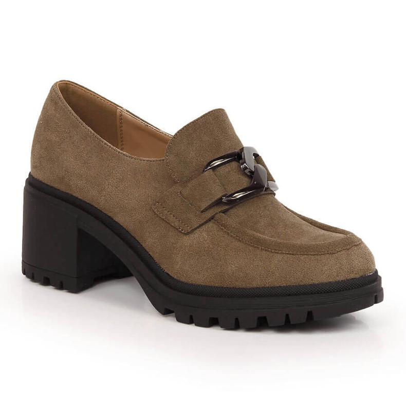 Zapatos de salón ante marrón con cadena Vinceza 10921 2