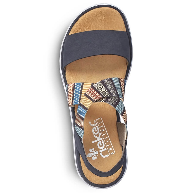 Cómodas sandalias mujer cuña multicolor Rieker V44G8-14 1
