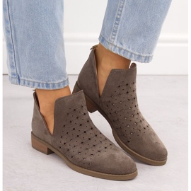 M. DASZYŃSKI Botas sin cordones de ante calado para mujer marrón M.Daszyński SA62-102 7