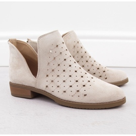 M. DASZYŃSKI Botas sin cordones de ante calado para mujer beige M.Daszyński SA62-102 4