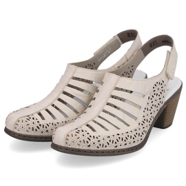 Rieker 40959-60 sandalias beige piel tacón alto 6