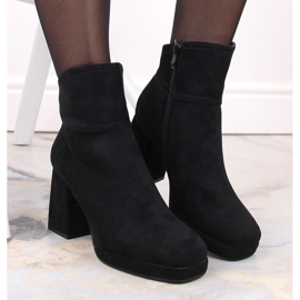 M. DASZYŃSKI Botines aislantes de ante negro con tacón alto y plataforma, M.Daszyński MR2288-4 6