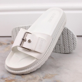 Chanclas de piel ecológica blanca con hebilla Big Star JJ274A309 blanco 2