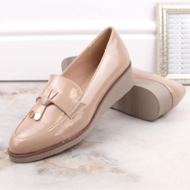 Zapatos cuña mujer slip-on, charol beige, Vinceza 58266 4