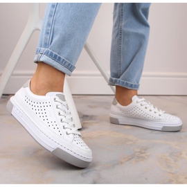 Deportivas mujer cómodas piel calada blanco Rieker L8849-80 13