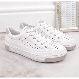 Deportivas mujer cómodas piel calada blanco Rieker L8849-80 10