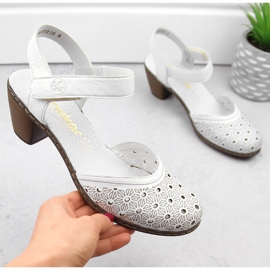 Sandalias mujer piel comodas tacon alto blanco Rieker 40991-80 12