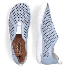 Zapatos slip-on cómodos calados de mujer, azul Rieker 52866-10 4