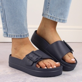 Pantuflas de mujer con plataforma de espuma y hebilla, azul marino Big Star NN274A665 4