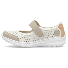 Zapatos cómodos de mujer calados con velcro, beige Rieker L32B5-81 3