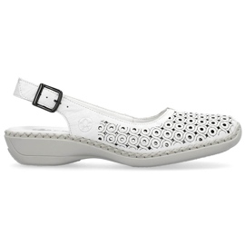 Sandalias mujer cómodas piel calado completo blanco Rieker 41350-80 1