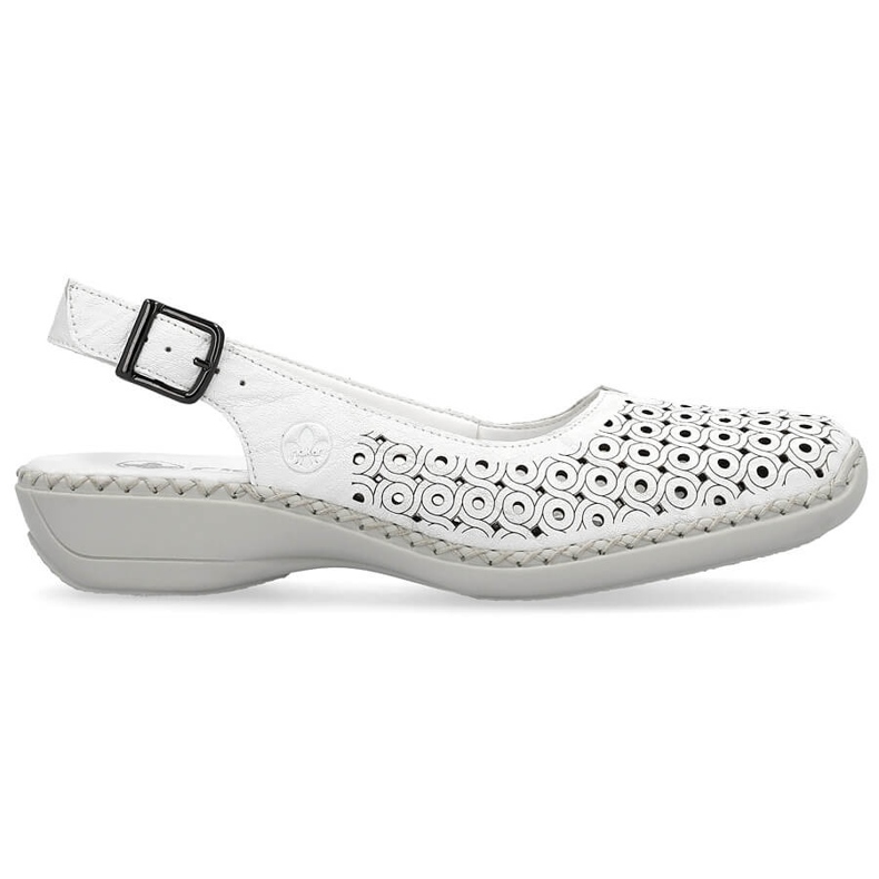 Sandalias mujer cómodas piel calado completo blanco Rieker 41350-80 1