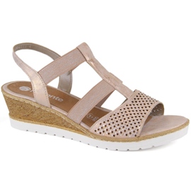 Sandalias slip-on de mujer cómodas con cuña, oro rosa Remonte R6265-31 dorado 7