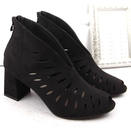 Botas de mujer de ante calado con puntera abierta, negro Potocki LE20318 2
