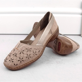 Zapatos slip-on mujer cómodos de piel verano beige Rieker 41356-60 15