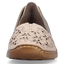 Zapatos slip-on mujer cómodos de piel verano beige Rieker 41356-60 4