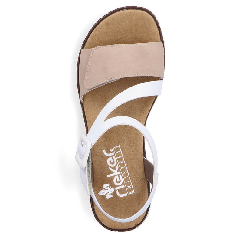 Sandalias combi mujer cómodas con velcro Rieker V3660-60 blanco 1