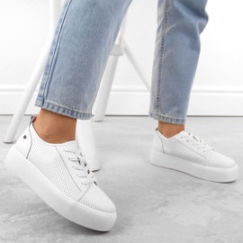 Zapatos deportivos creepers de mujer en piel, blanco Filippo DP6116 3