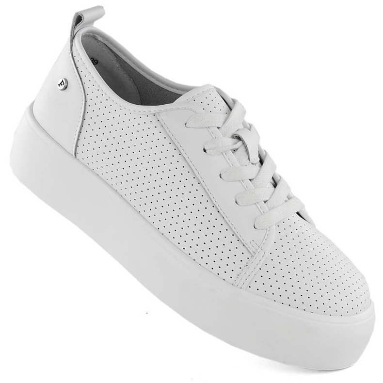 Zapatos deportivos creepers de mujer en piel, blanco Filippo DP6116 1