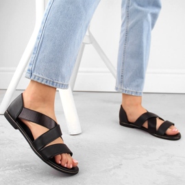 Sandalias slip-on de mujer con banda elástica, negro Jezzi 3882 3