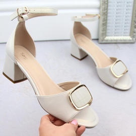 Sandalias formales de mujer perla con tacón Sergio Leone SK874 beige 5