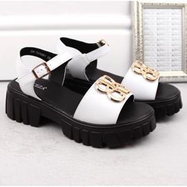 Sandalias mujer piel tacón y plataforma blanco Vinceza 7910 5