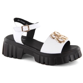 Sandalias mujer piel tacón y plataforma blanco Vinceza 7910 1