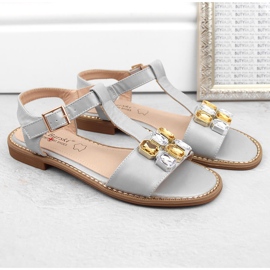 Sandalias cómodas de mujer plateadas con circonitas S.Barski 030 plata 6