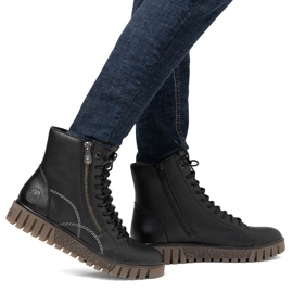 Botines de mujer de piel negra con plataforma Rieker Y3410-00 negro 6