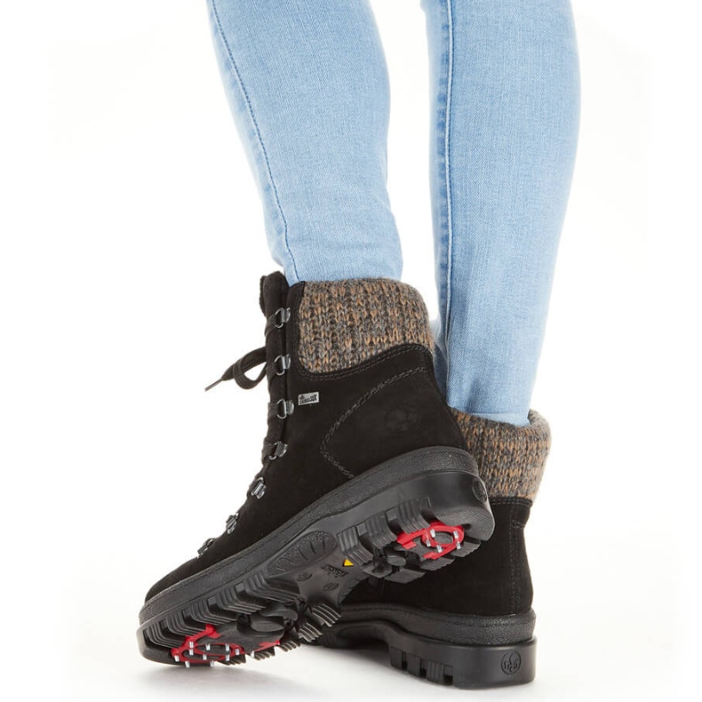 Botas de mujer de piel con pinchos, negro Rieker X8200-00 2