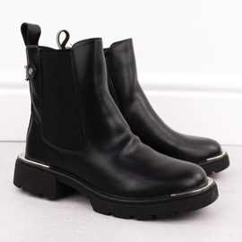 Botines Chelsea de piel para mujer, negro Goe OO2N4147 2