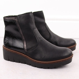 Cómodos botines de mujer charol negro Rieker X9150-00 2