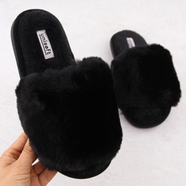 Zapatillas de estar por casa mujer con pelo, negro Unisoft 6644 1