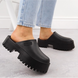 Chanclas de mujer Black Big Star NN274014 con suela maciza negro 5