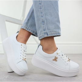 Zapatos de cuero para mujeres en la plataforma Filippo blanca blanco 4