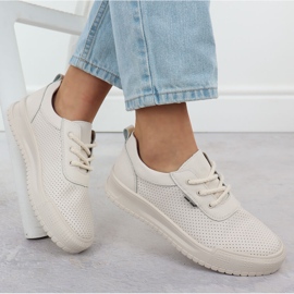 Zapatos deportivos de cuero de cuero beige Sergio Leone SP-102 4