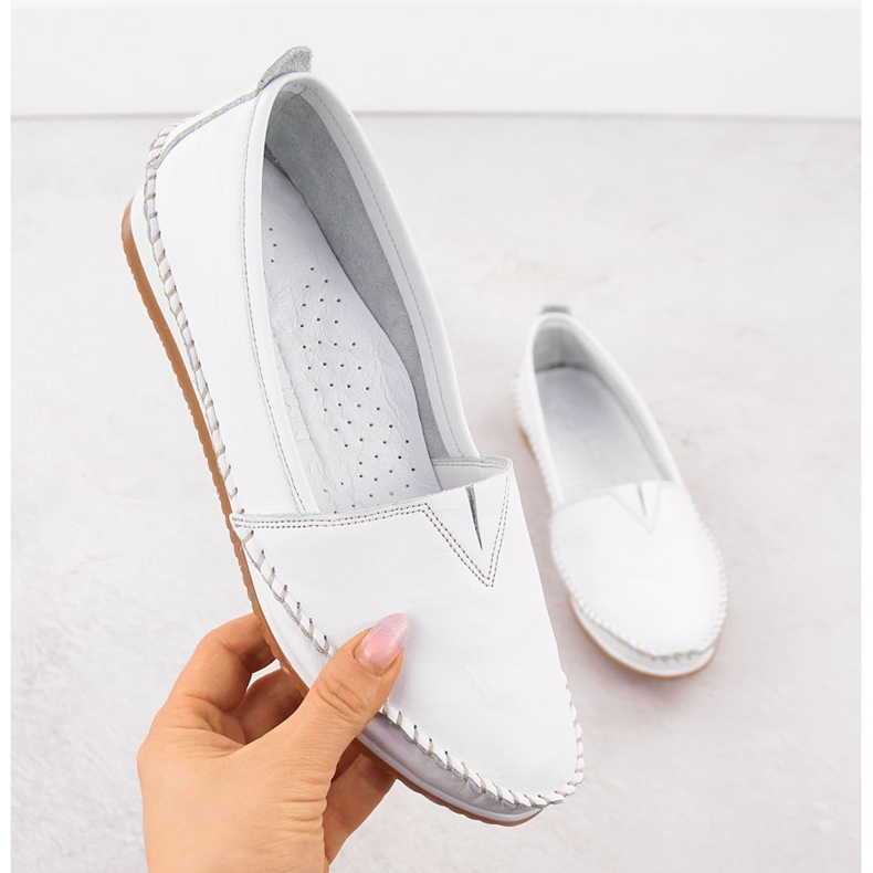 T.Sokolski Mocasines de cuero para mujeres de cuero blanco 1