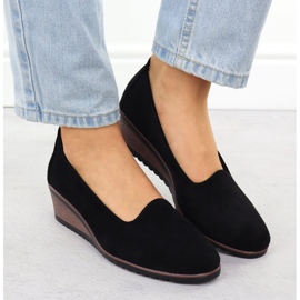 Zapatos en cuñas de gamuza de gamuza Potocki SZ12276 negro 6